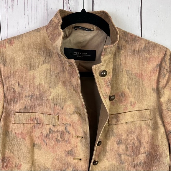 MaxMara Weekend | jacket | floral tan vintage military coat - Picture 2 of 9